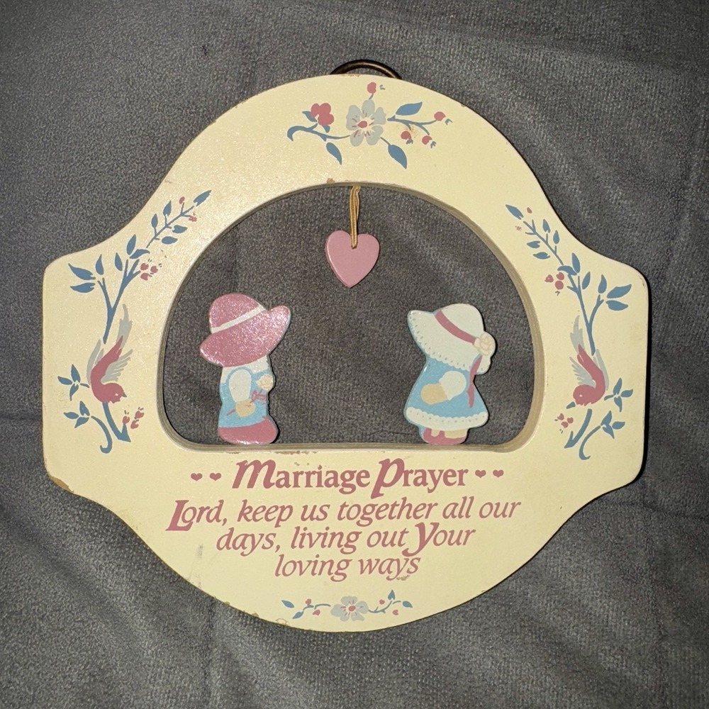 Vintage Folk Art DEXSA Marriage Prayer Country Boy & Girl Sun bonnet Sue & Sam